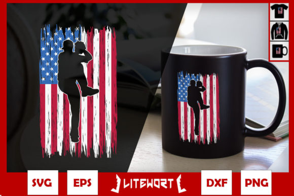 American USA Flag Baseball Distressed: Graphics for Crafts & Small Business Branding