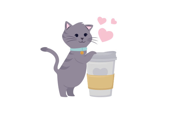 Cat Hugging Coffee Cup: Crafts & Animals Design Asset Review