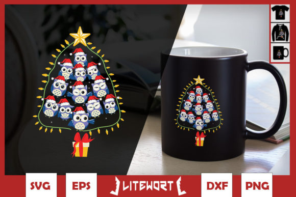 Christmas Tree Owl Lovers Lights Graphics for Crafts