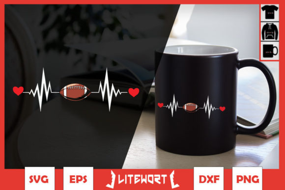 Football Heartbeat Funny Graphics for Crafts