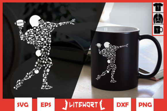 Football Player Doodle Football Elements: Graphics for Crafts & Creative Brands