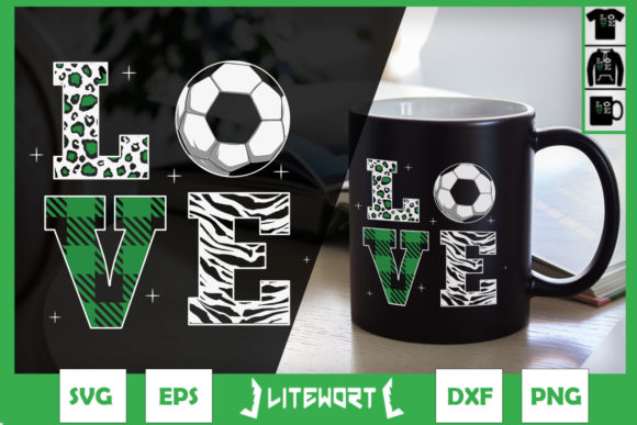 LOVE Soccer Buffalo Plaid Zebra Pattern Graphics