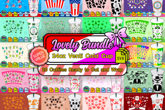 Lovely 24oz Cold Cup Wraps Bundles