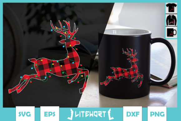Red Black Christmas Buffalo Plaid Deer Graphics and Crafts