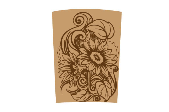 Tooled Leather Style Sunflowers Tumbler Wrap
