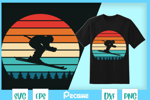 Vintage Sunset Skiing for Skiers Graphics